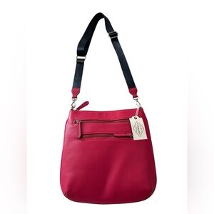 (NWT) St. John's Bay Crossbody Bag Faux Leather Red/Black